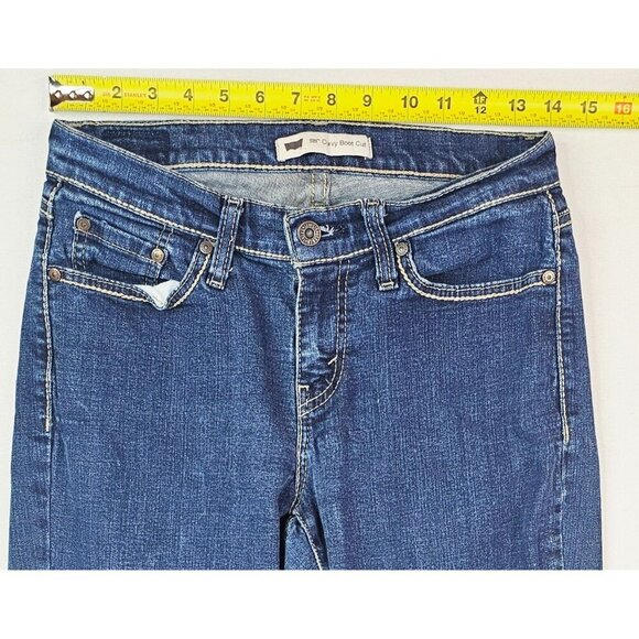 Levi's Size 8M Women 31 Inch Inseam 529 Curvy Boot Cut Blue Denim Logo Tag Jeans - Picture 2 of 12